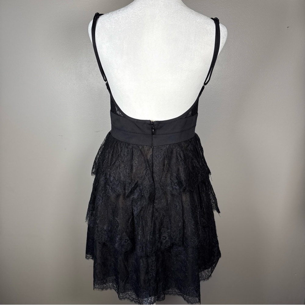 BCBGmaxazria JOSANNA Lace Ponte Bodice Mini Dress Black Size Medium Cocktail - Picture 6 of 15